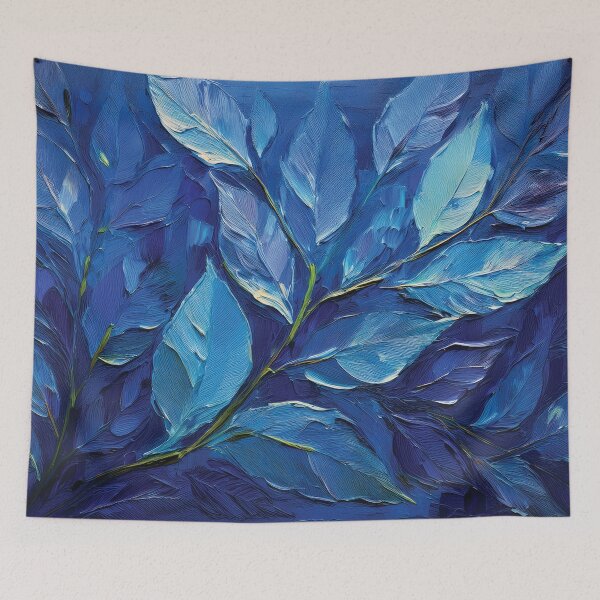 Item preview, Shades of pastel blue, Navy blue leafy oil botanical painting, pastel colors, minimalist abstract painting, modern designed and sold by navitalidesign.