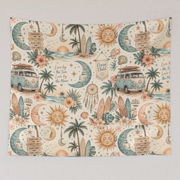 Item preview, Boho Sun and Moon Beach Pattern designed and sold by Aramdesing.