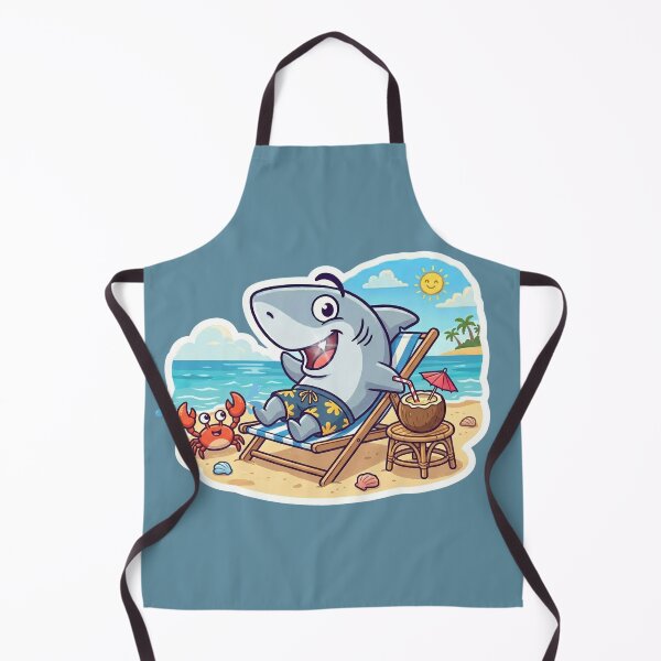 Item preview, Funny cartoon shark on beach chair designed and sold by Kiraguapa.