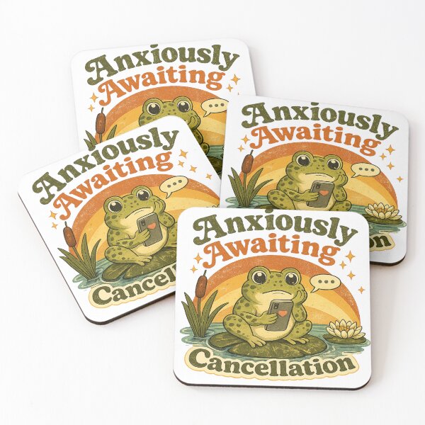 Item preview, Anxiously Awaiting Cancellation – Retro Frog Anxiety Humor designed and sold by Sigils & Saints.