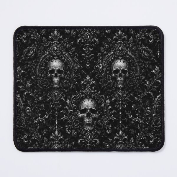 Item preview, The Sovereign's Crypt - Monochrome Gothic Skull & Baroque Damask designed and sold by cabuks.