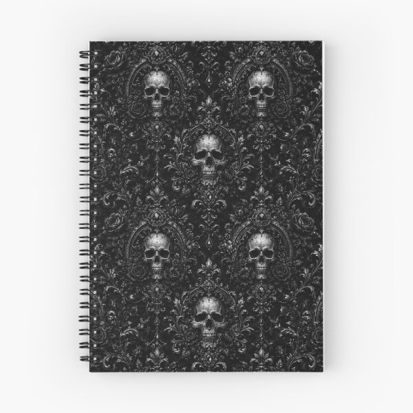Item preview, The Sovereign's Crypt - Monochrome Gothic Skull & Baroque Damask designed and sold by cabuks.