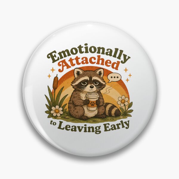 Item preview, Emotionally Attached to Leaving Early – Retro Raccoon Coffee Humor designed and sold by Sigils & Saints.