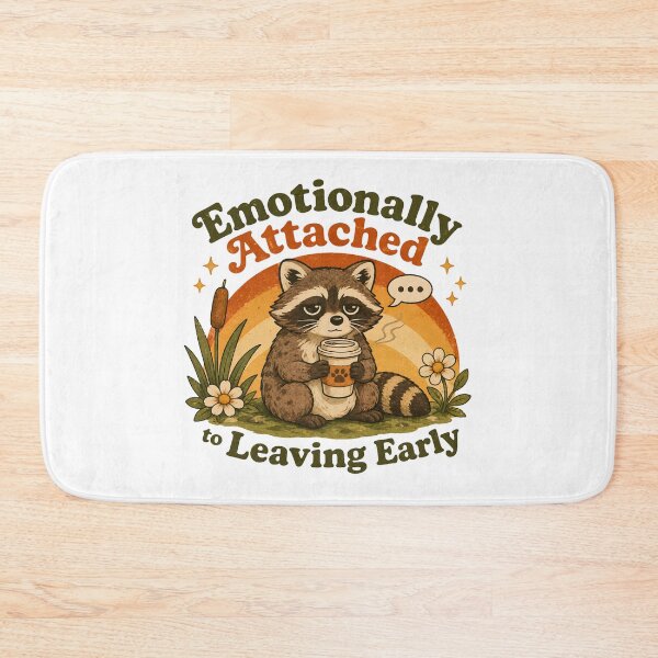 Item preview, Emotionally Attached to Leaving Early – Retro Raccoon Coffee Humor designed and sold by Sigils & Saints.