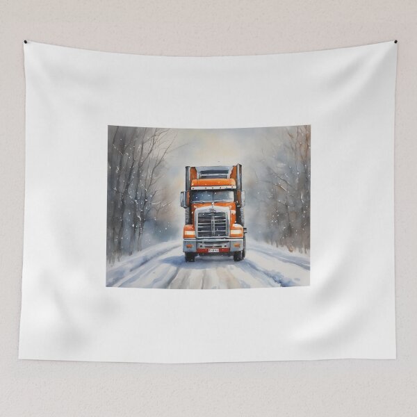 Item preview,  Winter Freight – Majestic Semi-Truck Watercolor Art designed and sold by UmSkelig834.