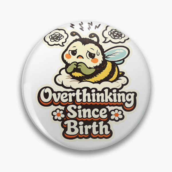 Item preview, Overthinking Since Birth – Anxious Bee Retro Humor Sticker designed and sold by Sigils & Saints.