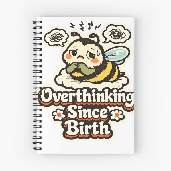 Item preview, Pensando demasiado desde que nací: pegatina de humor retro de abeja ansiosa designed and sold by Sigils & Saints.