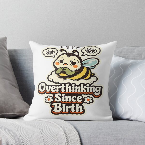 Item preview, Overthinking Since Birth – Anxious Bee Retro Humor Sticker designed and sold by Sigils & Saints.