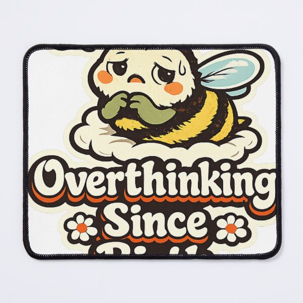 Item preview, Overthinking Since Birth – Anxious Bee Retro Humor Sticker designed and sold by Sigils & Saints.