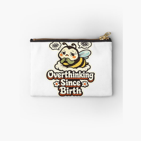 Item preview, Overthinking Since Birth – Anxious Bee Retro Humor Sticker designed and sold by Sigils & Saints.