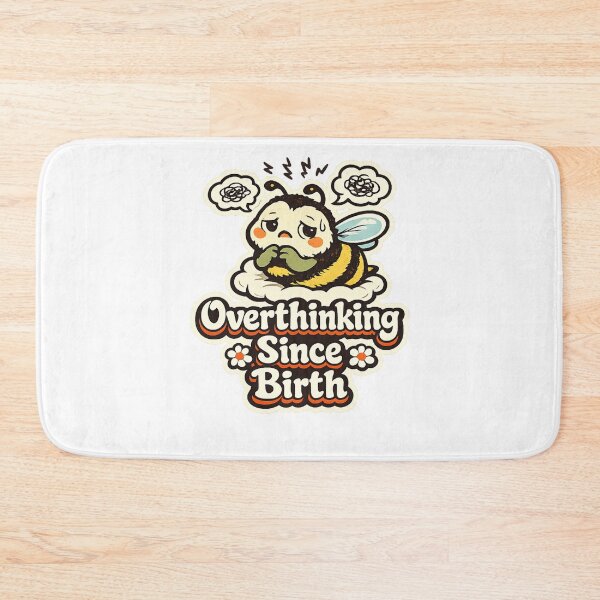 Item preview, Overthinking Since Birth – Anxious Bee Retro Humor Sticker designed and sold by Sigils & Saints.