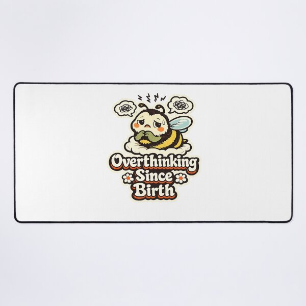 Item preview, Overthinking Since Birth – Anxious Bee Retro Humor Sticker designed and sold by Sigils & Saints.