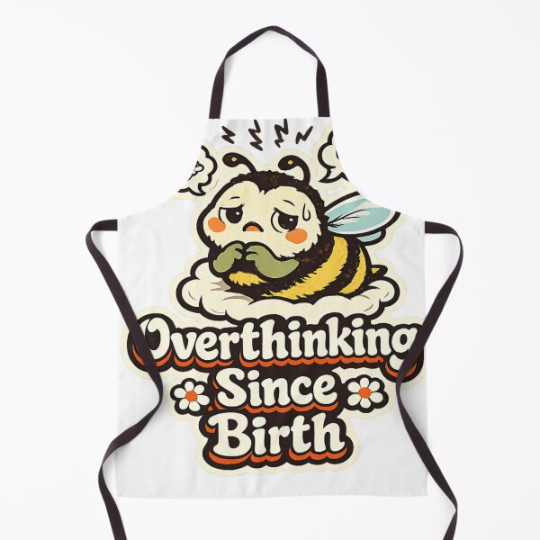 Item preview, Overthinking Since Birth – Anxious Bee Retro Humor Sticker designed and sold by Sigils & Saints.