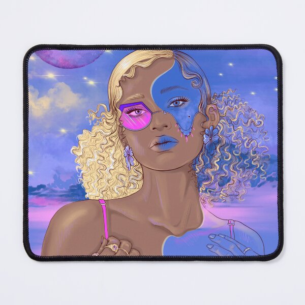 Item preview, Dreamy Vaporware Portrait | Galactic Girl And Neon Pink Moon Against a Starry Night Sky designed and sold by Skayana.