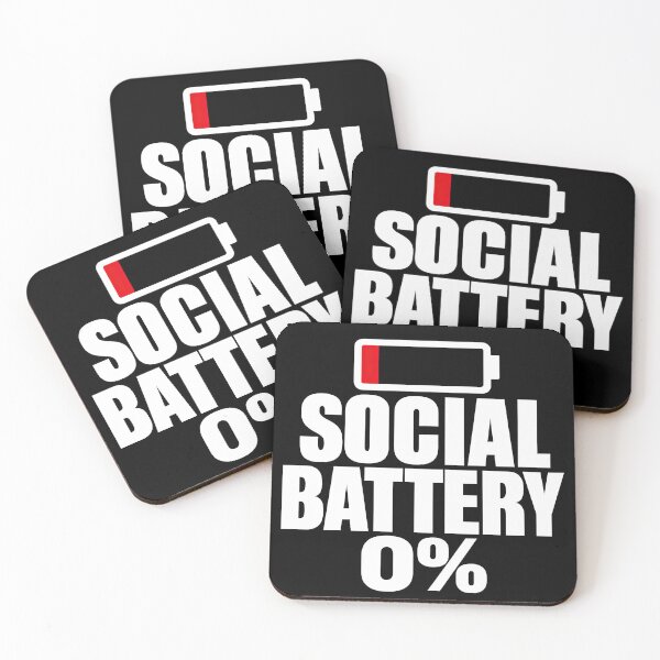 Item preview, Social Battery 0% Funny Introvert Gaming Design (White On Black) designed and sold by LowBatteryShop.
