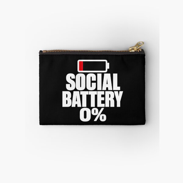 Item preview, Social Battery 0% Funny Introvert Gaming Design (White On Black) designed and sold by LowBatteryShop.
