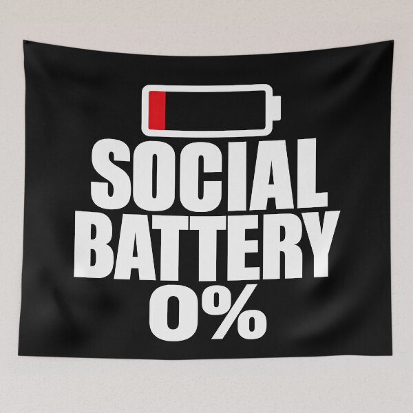 Item preview, Social Battery 0% Funny Introvert Gaming Design (White On Black) designed and sold by LowBatteryShop.