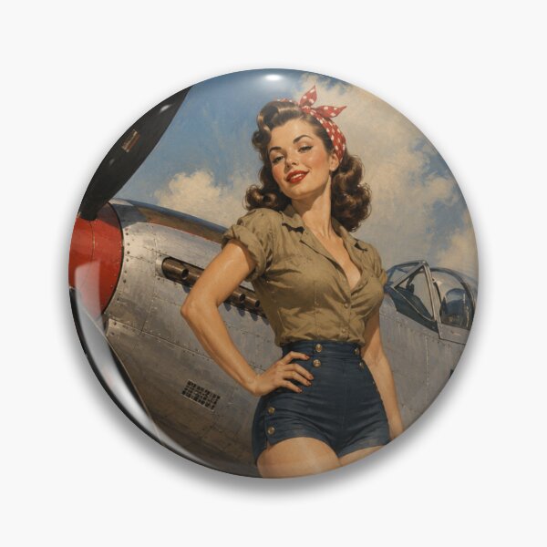 Item preview, WW2 Pinup girl p51 mustang CAF vintage 1940s designed and sold by PilotandPlane.