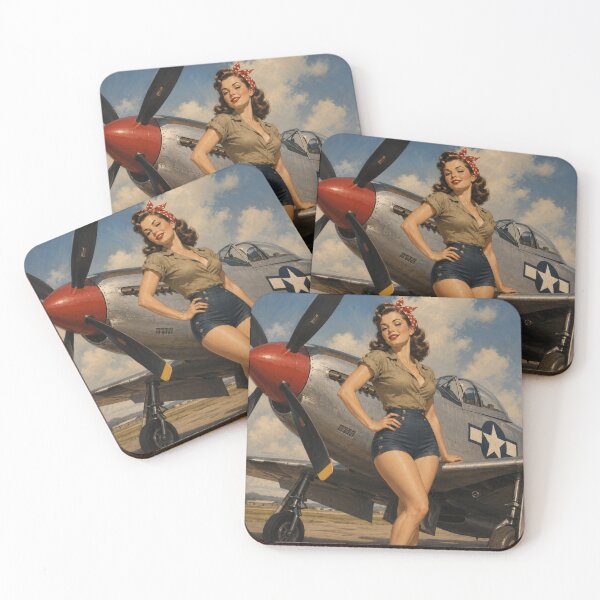 Item preview, WW2 Pinup girl p51 mustang CAF vintage 1940s designed and sold by PilotandPlane.