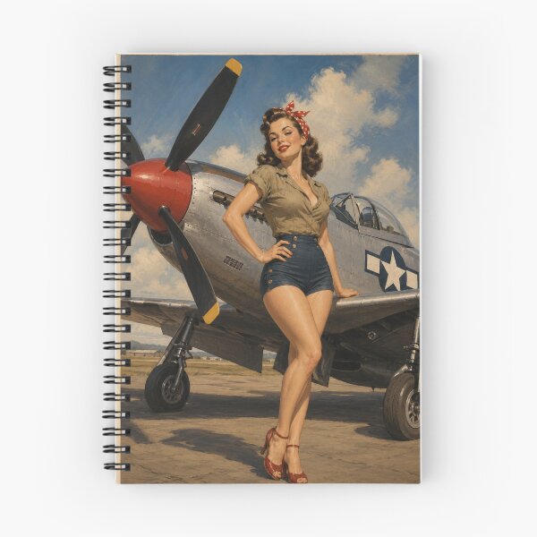 Artikelvorschau, WW2 Pinup-Girl P51 Mustang CAF Vintage 1940er Jahre entworfen und verkauft von PilotandPlane.