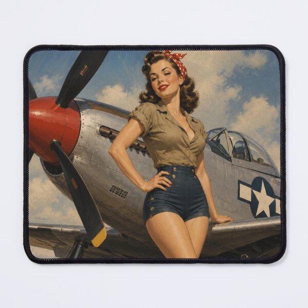 Item preview, WW2 Pinup girl p51 mustang CAF vintage 1940s designed and sold by PilotandPlane.