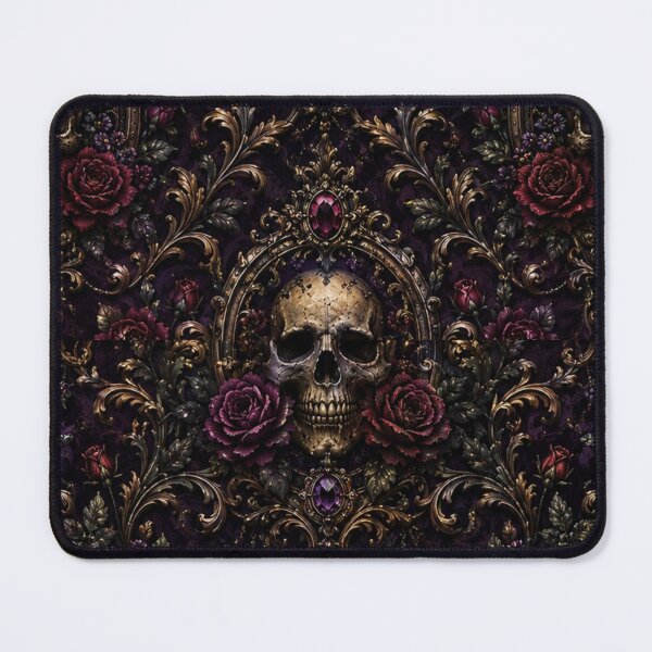 Item preview, Gothic Baroque Skull & Crimson Rose Damask - Royal Macabre designed and sold by cabuks.