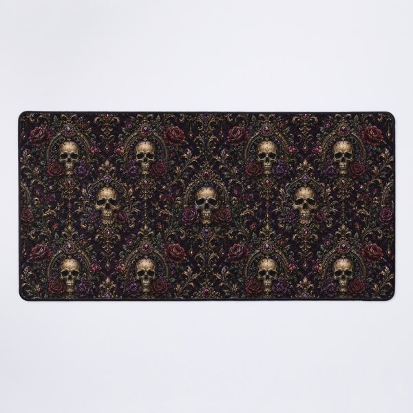 Item preview, Gothic Baroque Skull & Crimson Rose Damask - Royal Macabre designed and sold by cabuks.