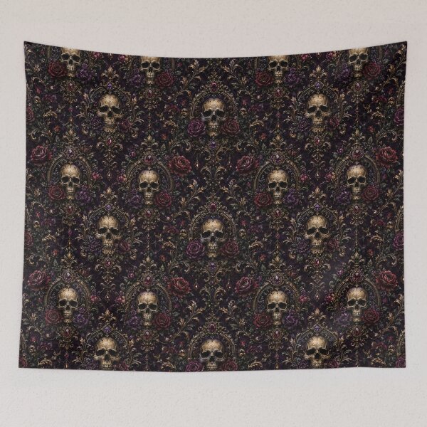 Item preview, Gothic Baroque Skull & Crimson Rose Damask - Royal Macabre designed and sold by cabuks.