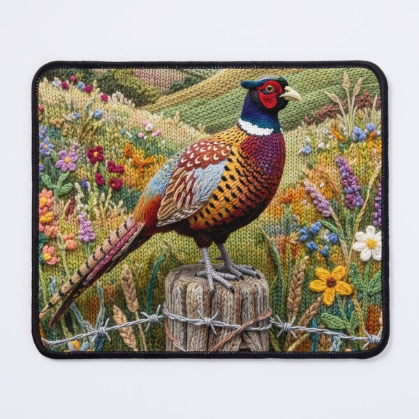 Item preview, Yarn Pheasant on Yarn Fence Post designed and sold by Tridentulus.