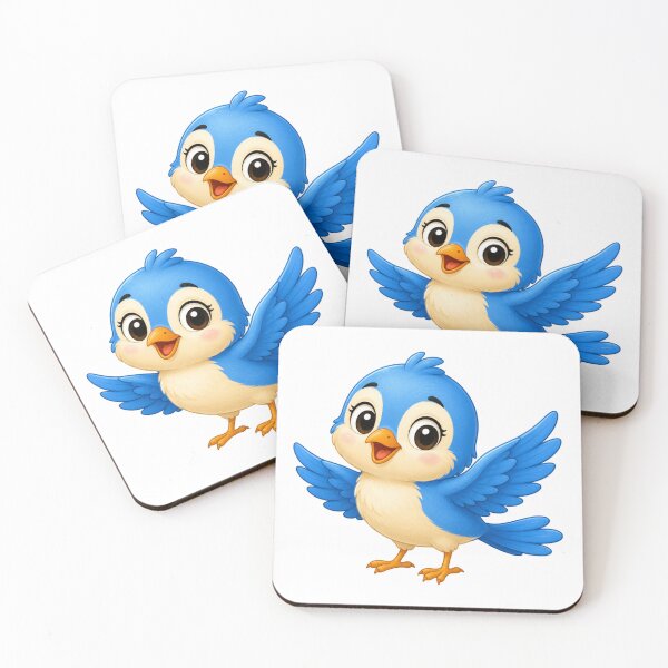 Item preview, Cute Cartoon Bluebird - Happy Little Flying Bird Illustration designed and sold by ToonyTeez.