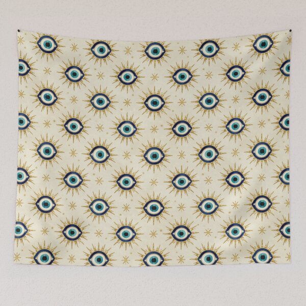 Item preview, Golden Evil Eye Pattern | Mediterranean Nazar Watercolor Design designed and sold by Ioanna-Studio.