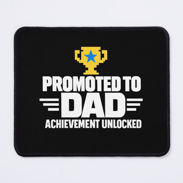 Item preview, Promoted To Dad Achievement Unlocked Funny Gamer Father's Day Design (White On Black) designed and sold by LowBatteryShop.