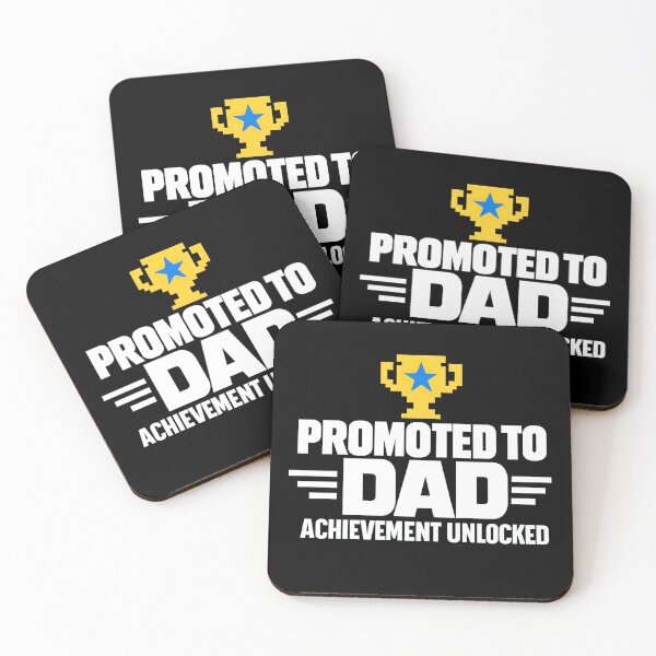 Item preview, Promoted To Dad Achievement Unlocked Funny Gamer Father's Day Design (White On Black) designed and sold by LowBatteryShop.