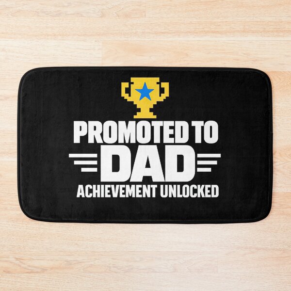 Item preview, Promoted To Dad Achievement Unlocked Funny Gamer Father's Day Design (White On Black) designed and sold by LowBatteryShop.