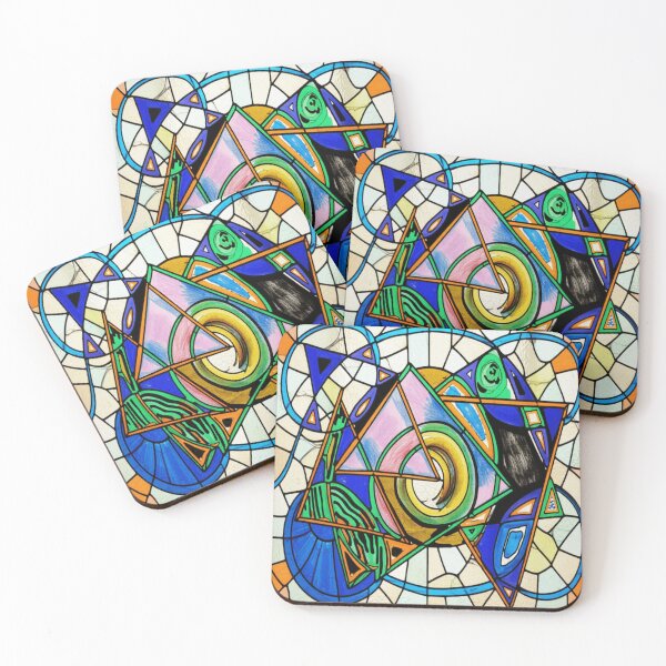 Item preview, quantum shapes stained glass colorful geometric abstract design designed and sold by SmashingDeals.