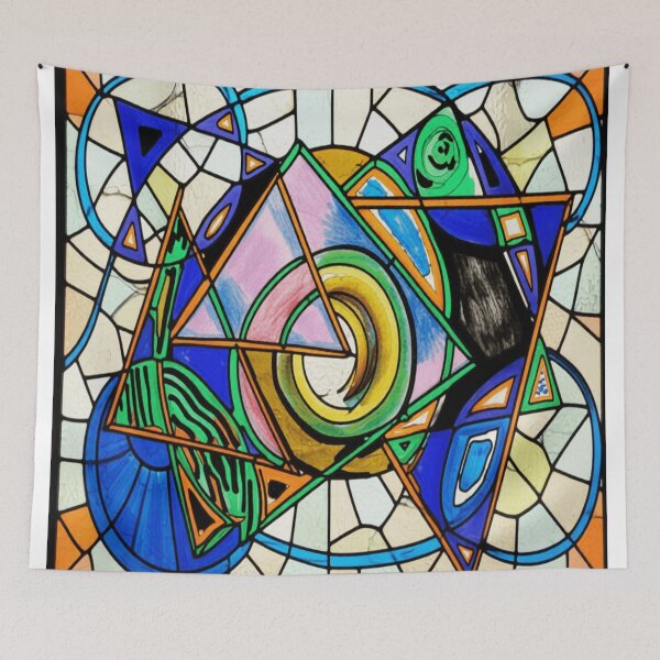 Item preview, quantum shapes stained glass colorful geometric abstract design designed and sold by SmashingDeals.