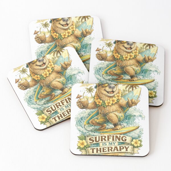 Item preview, Surfing Is My Therapy – Funny Capybara Surfer Beach Vibes Design designed and sold by Ermicioi.