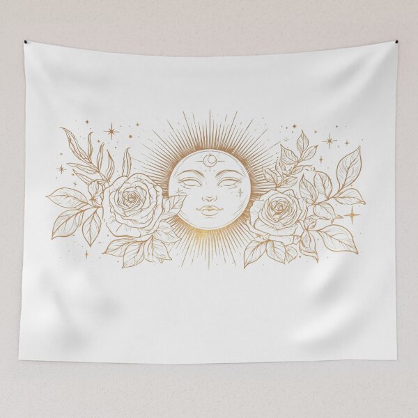 Item preview, Mystical Celestial Sun Face with Vintage Roses designed and sold by MoonSoul Studio.