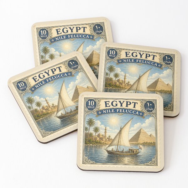 Item preview, Egypt Nile Felucca Vintage Stamp designed and sold by Myra365Art.