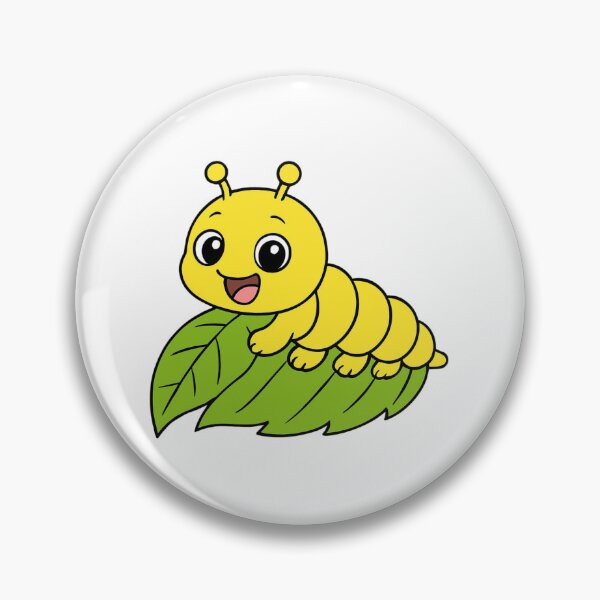 Item preview, Cute Happy Caterpillar on Green Leaf Cartoon Illustration designed and sold by Inka Moon Design.