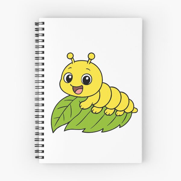 Item preview, Cute Happy Caterpillar on Green Leaf Cartoon Illustration designed and sold by Inka Moon Design.