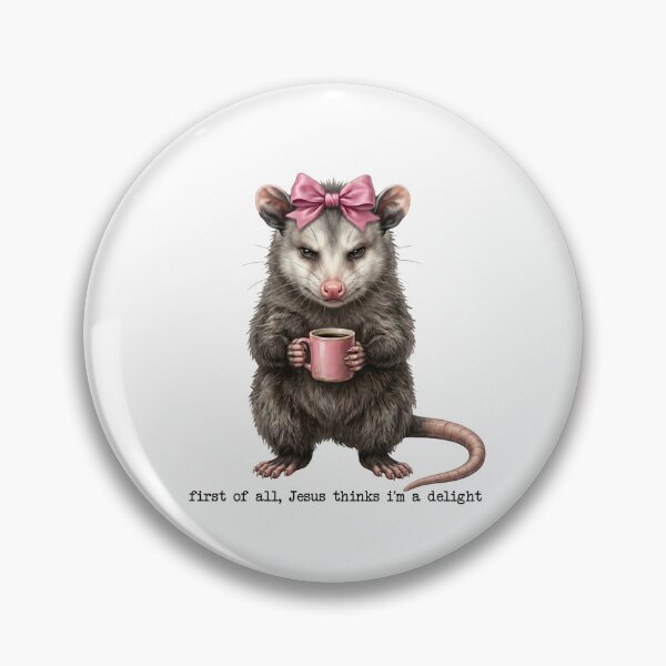 Item preview, First of All Jesus Thinks I'm a Delight – Funny Christian Opossum Pink Bow Coffee designed and sold by TheBeesForYou.