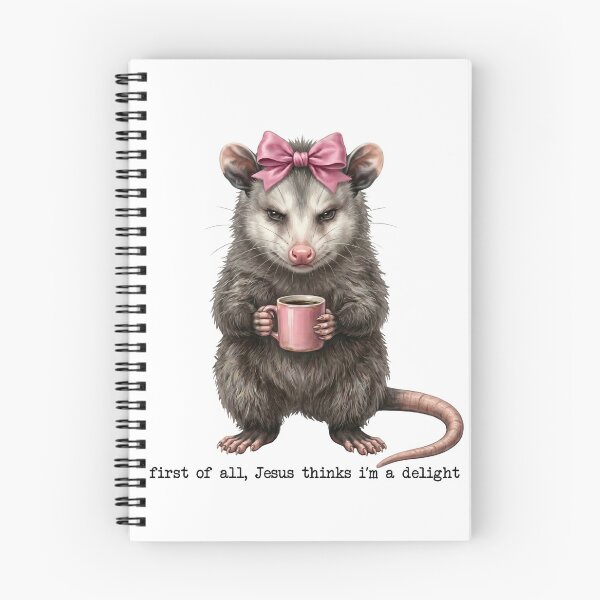Item preview, First of All Jesus Thinks I'm a Delight – Funny Christian Opossum Pink Bow Coffee designed and sold by TheBeesForYou.