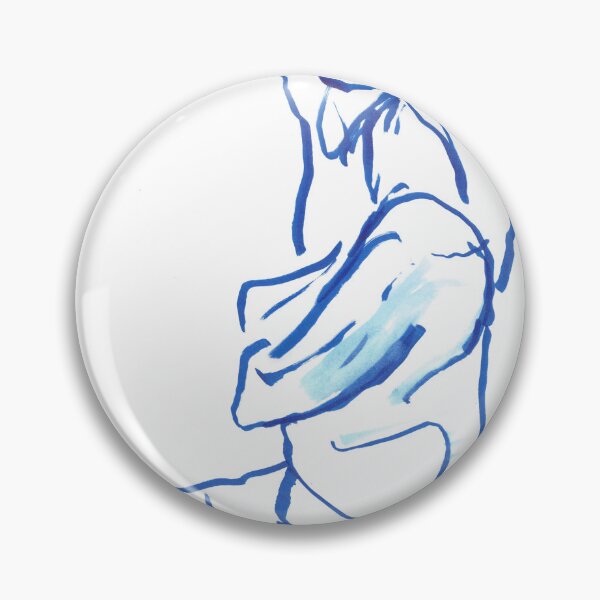 Item preview, Kneeling Figure in Blue — Ink and Wash Drawing designed and sold by essentialink.