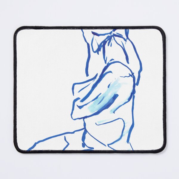 Item preview, Kneeling Figure in Blue — Ink and Wash Drawing designed and sold by essentialink.