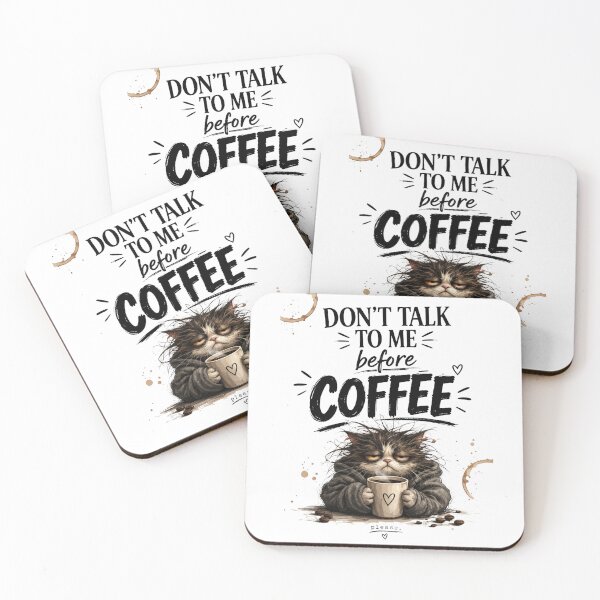 Item preview, Don't Talk To Me Before Coffee Funny Grumpy Cat Quote designed and sold by VeloraCrafts.