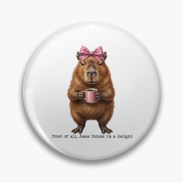Item preview, First of All Jesus Thinks I'm a Delight – Funny Christian Capabara Pink Bow Coffee designed and sold by TheBeesForYou.