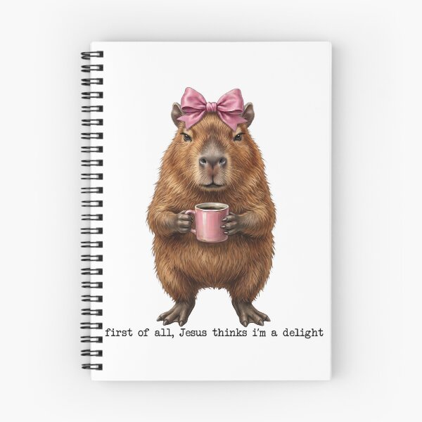 Item preview, First of All Jesus Thinks I'm a Delight – Funny Christian Capabara Pink Bow Coffee designed and sold by TheBeesForYou.