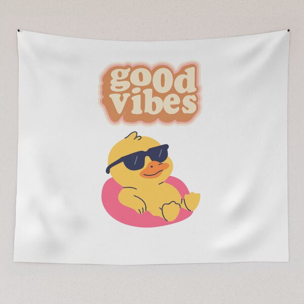 Item preview, Cute Summer Duck with Good Vibes designed and sold by INK-ORA.