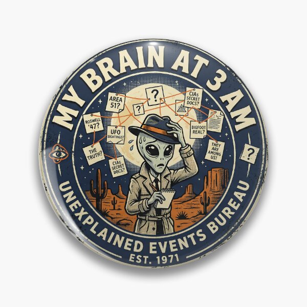 Item preview, My Brain At 3 AM – Funny Alien Overthinking Vintage Retro Design designed and sold by Cary-s.